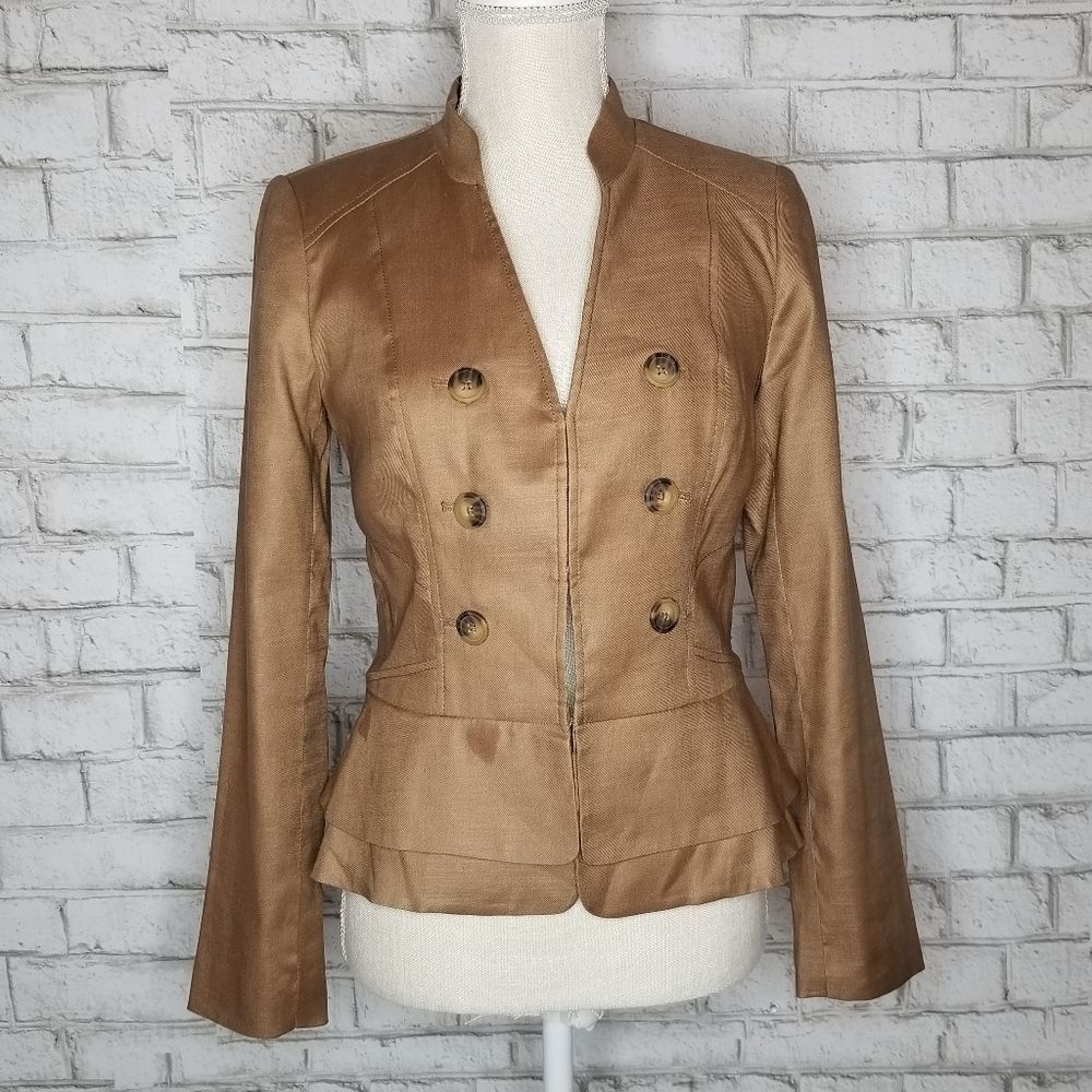 Cropped Linen Blazer Tan
